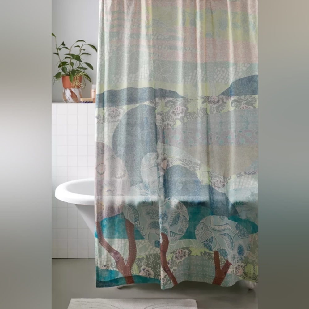 NWT UO Melati Landscape Shower Curtain